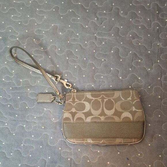 Coach Metallic Wristlet with Signature Design - Picture 1 of 6